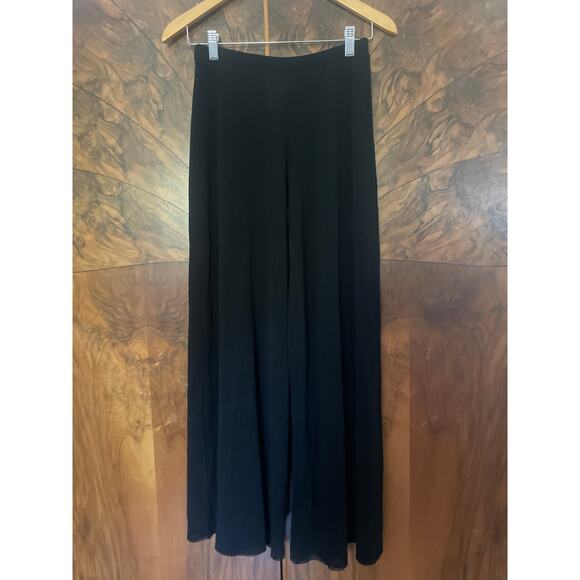 Jean Paul Gaultier FUZZI Black Mesh Pull On Wide Leg Pants STRETCH COMFY Small S - Picture 2 of 6